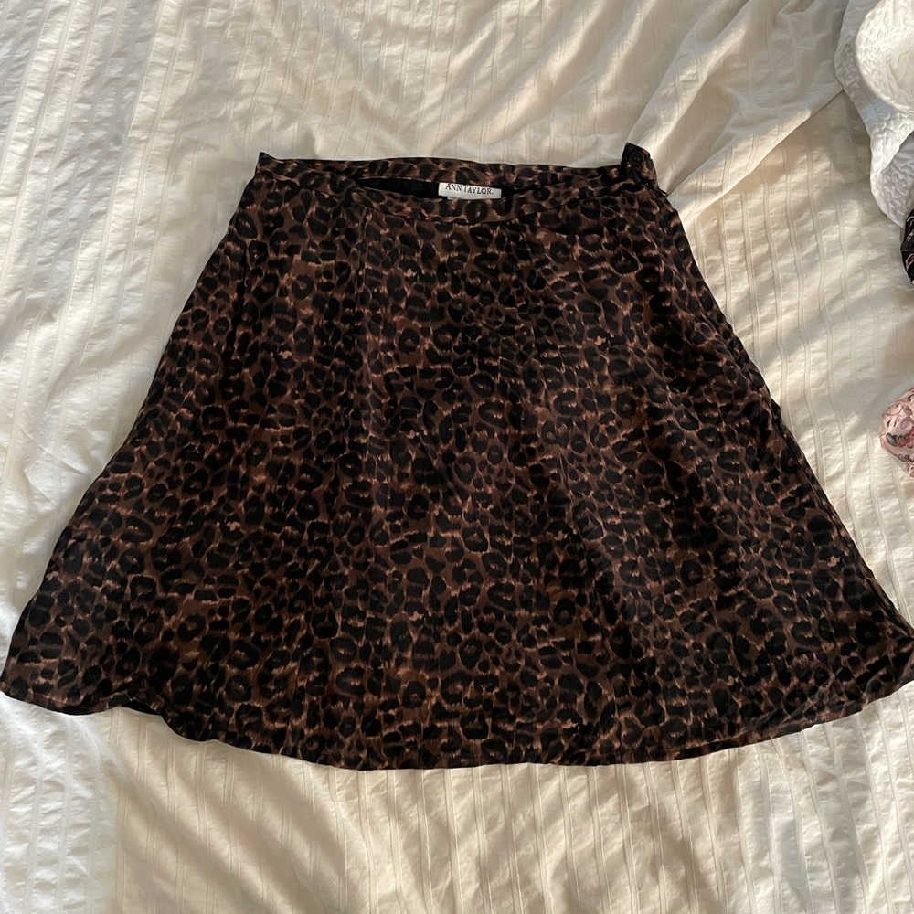 Leopard vintage silk mini skirt 90s Ann Taylor